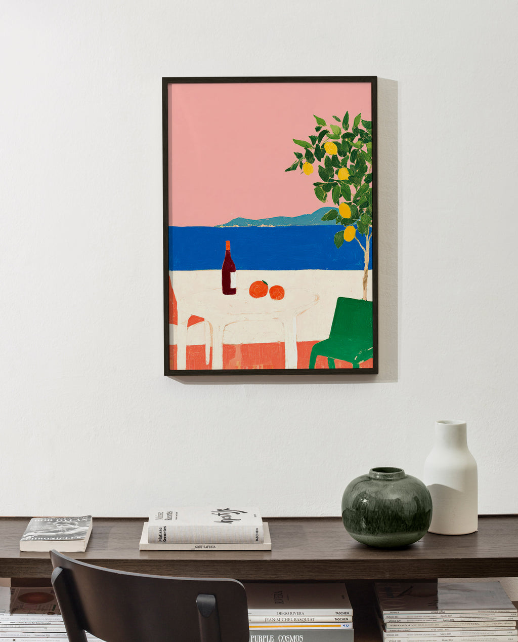 Arte para cozinha Riviera rosa com limoeiro