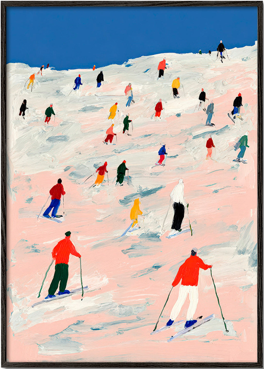 Quadro desportivo esqui em encosta colorida