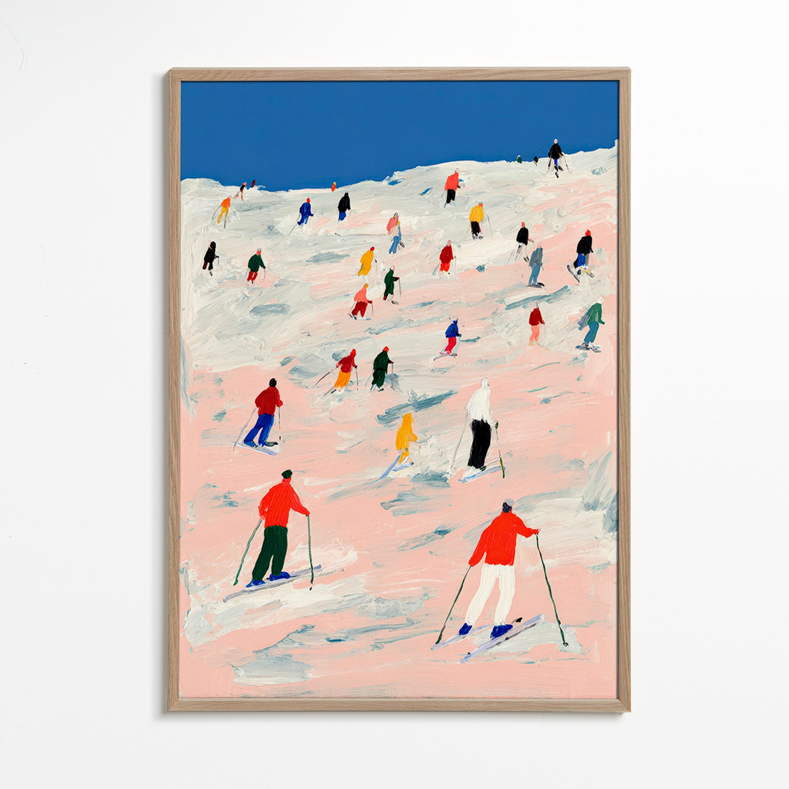 Quadro desportivo esqui em encosta colorida