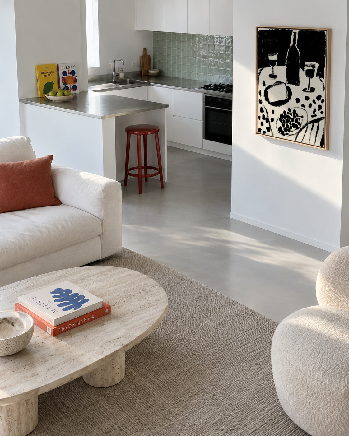 Monochrome Dinner - Framed canvas in an interior