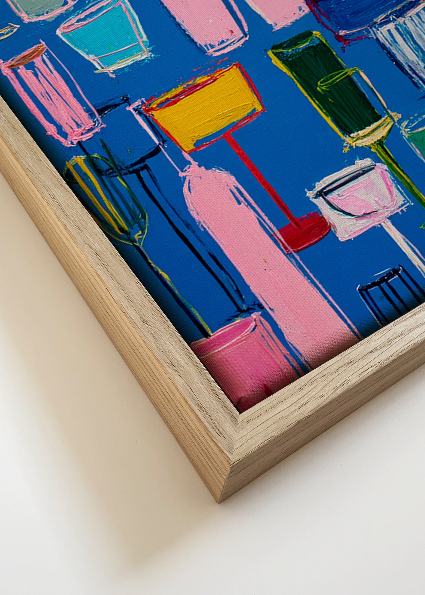 Arte para cozinha: coquetéis coloridos sobre azul