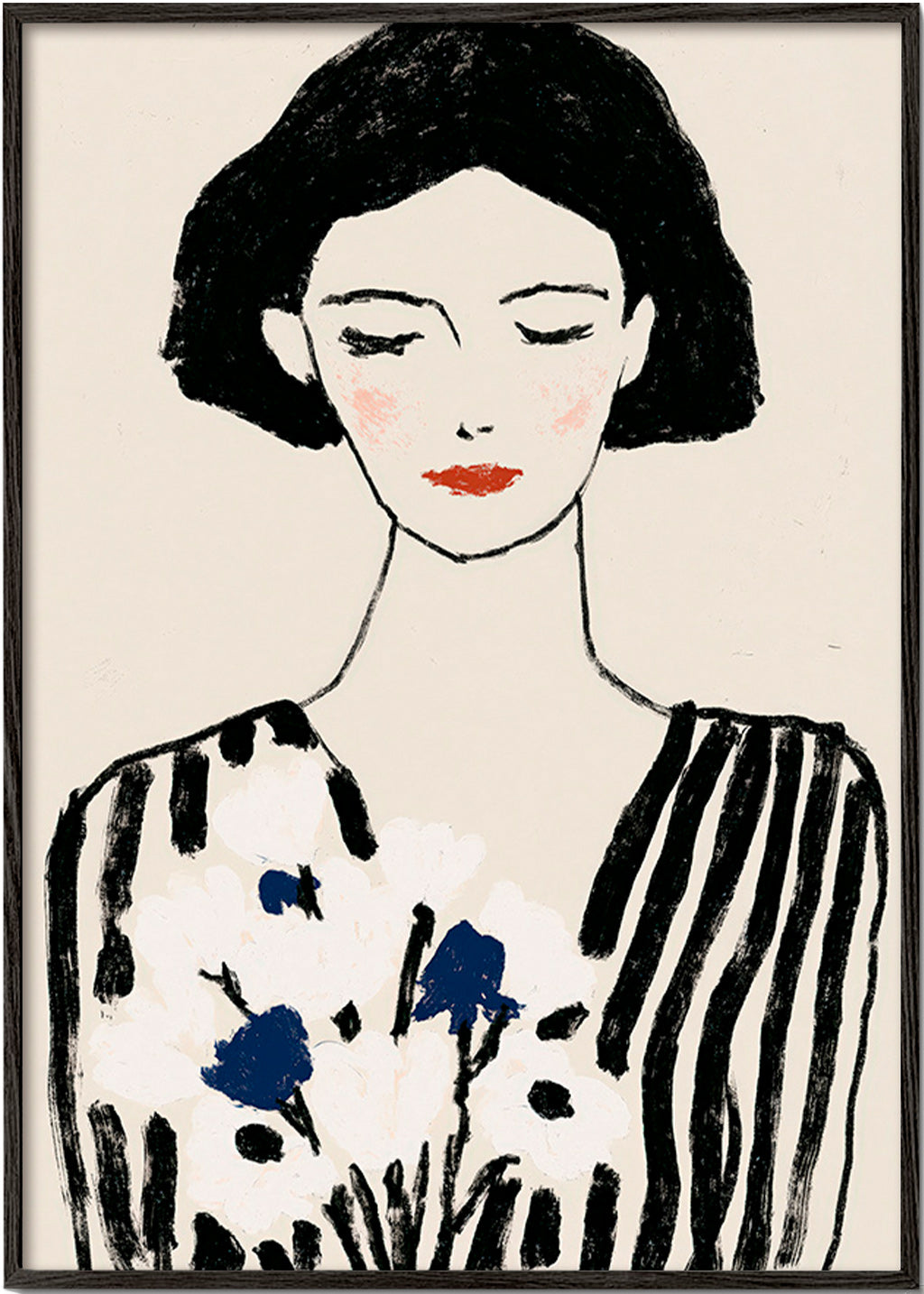 Ilustração: retrato feminino com flores