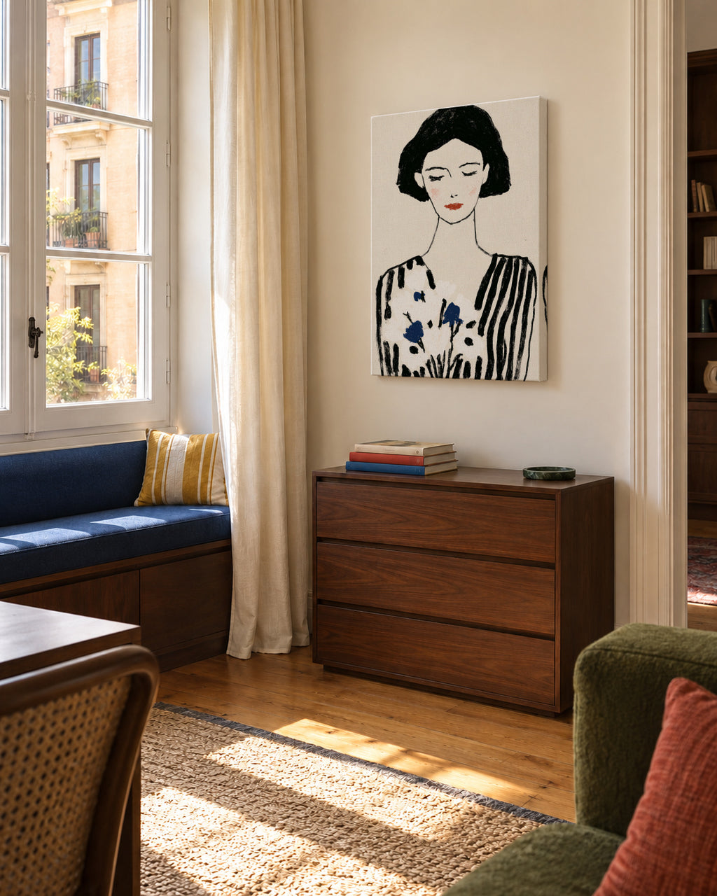 Parisian Portrait - Unframed canvas in an interior