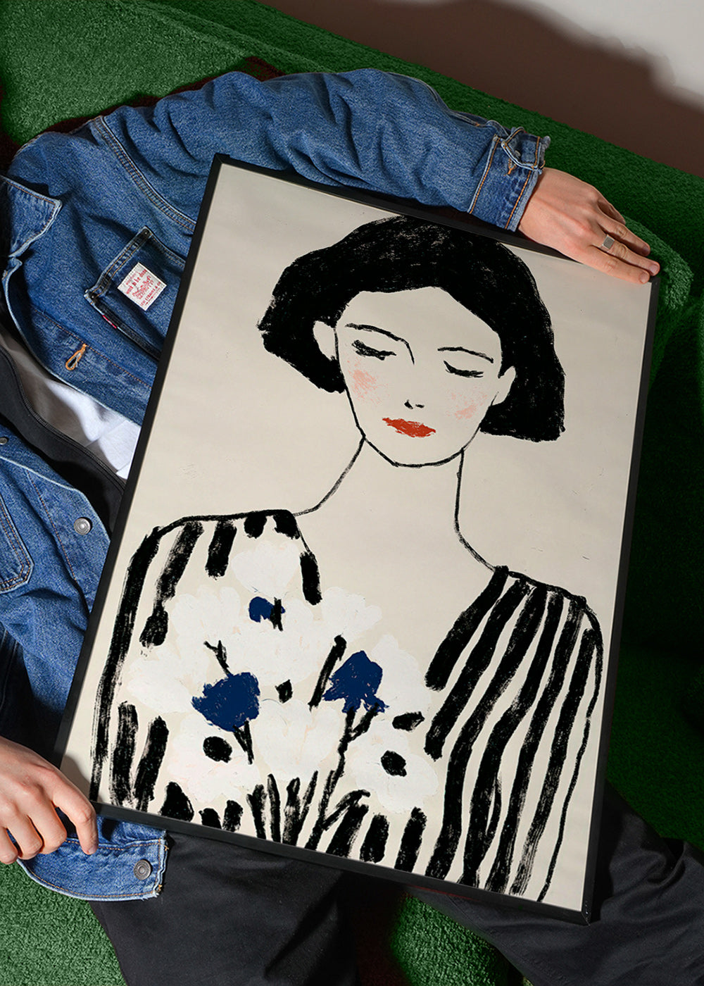 Ilustração: retrato feminino com flores