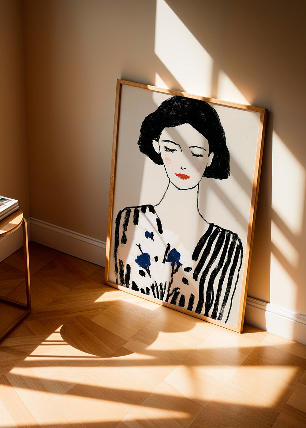 Ilustração: retrato feminino com flores