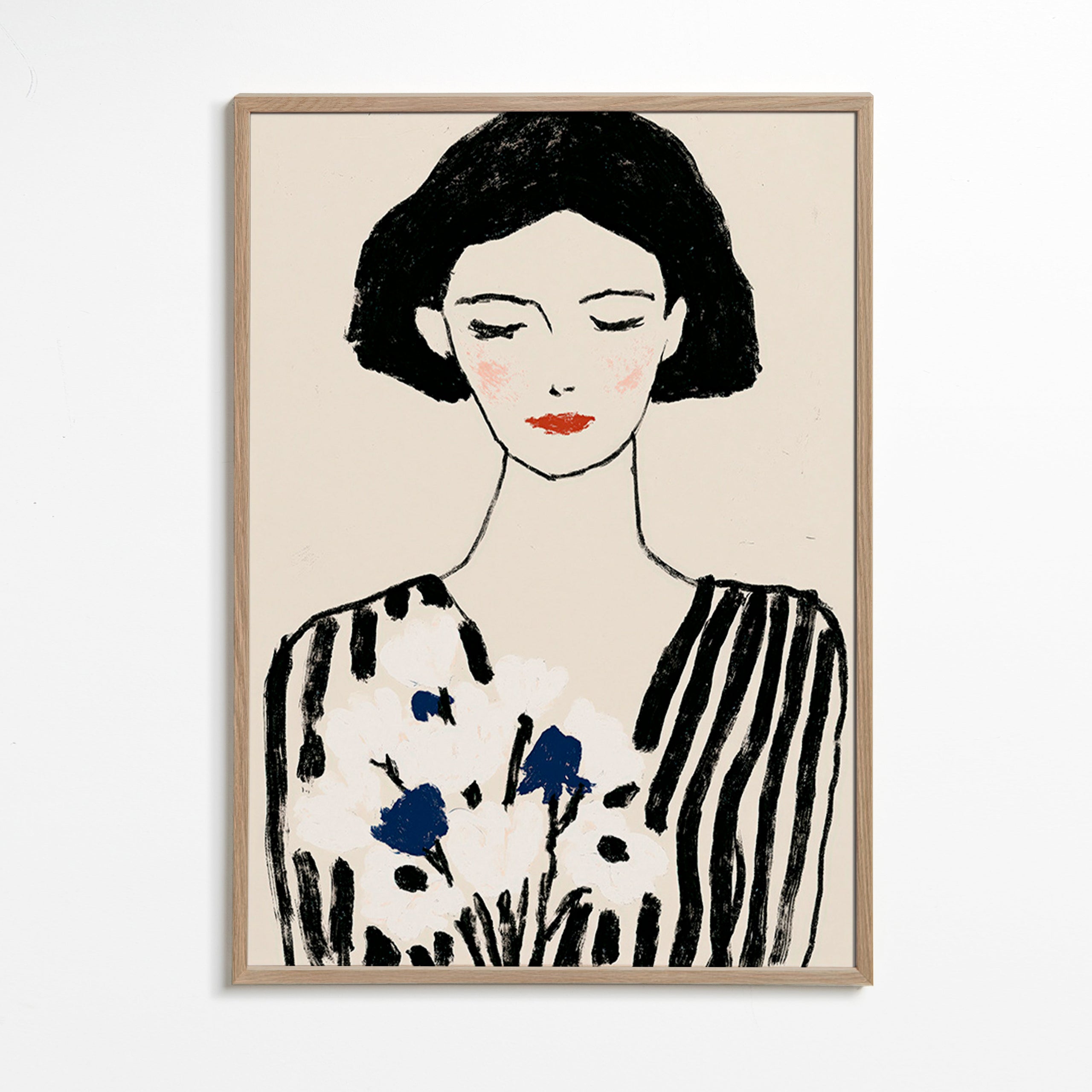 Ilustração: retrato feminino com flores