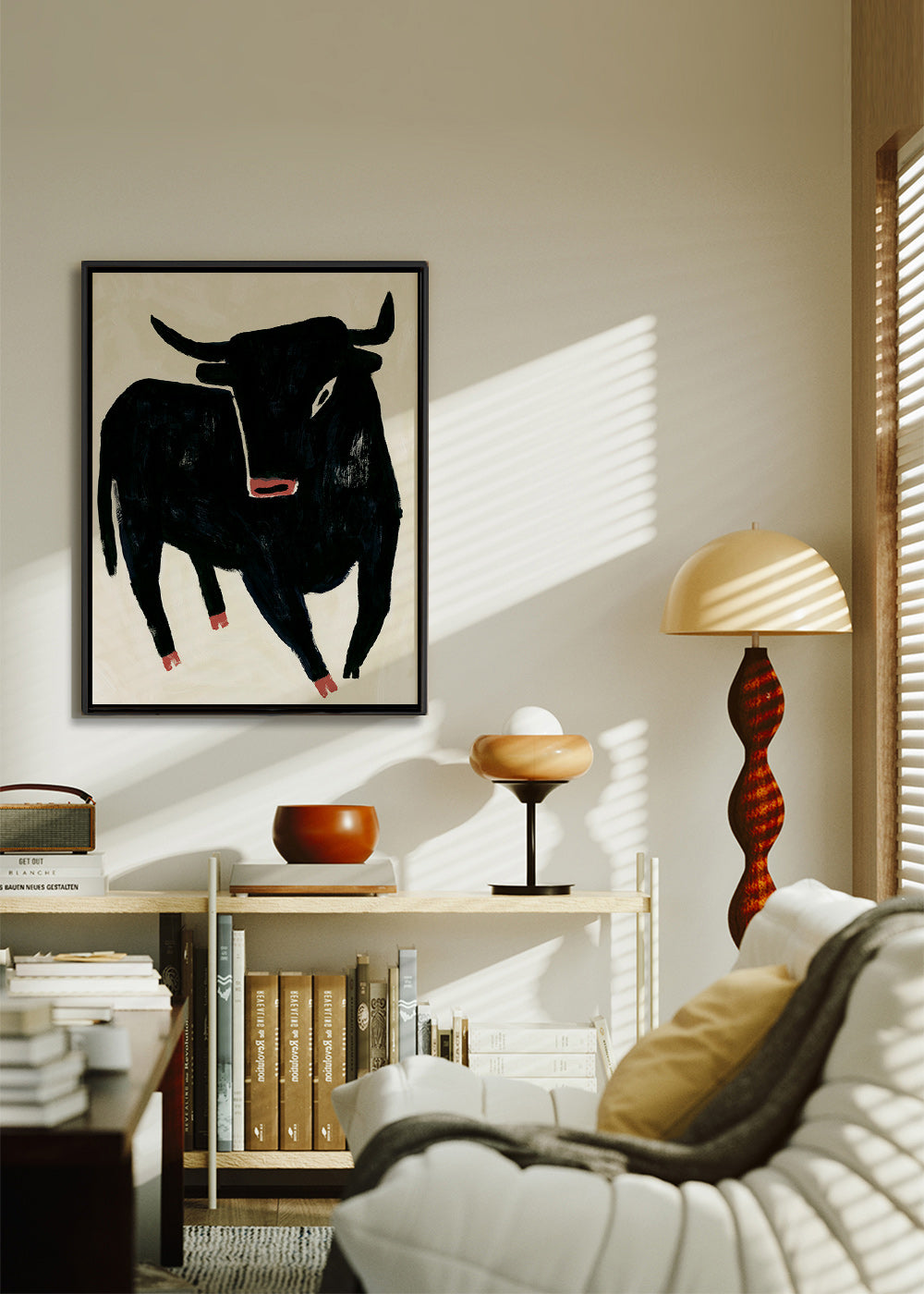Quadro touro negro expressivo
