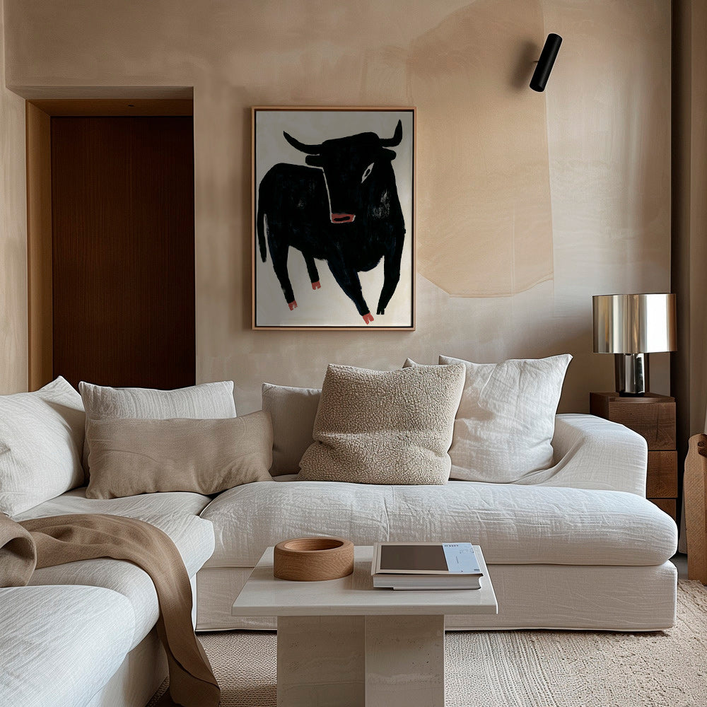 Quadro touro negro expressivo