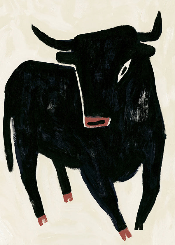 Quadro touro negro expressivo