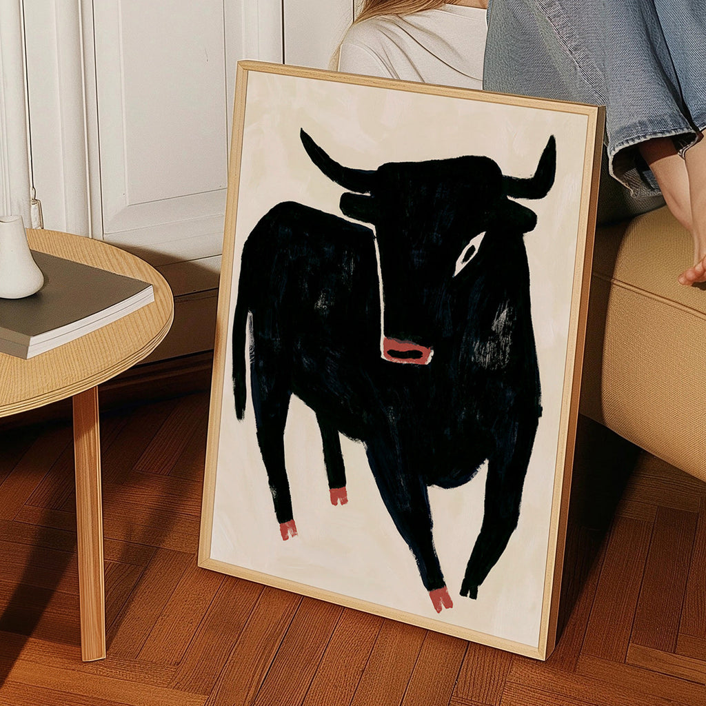 Quadro touro negro expressivo
