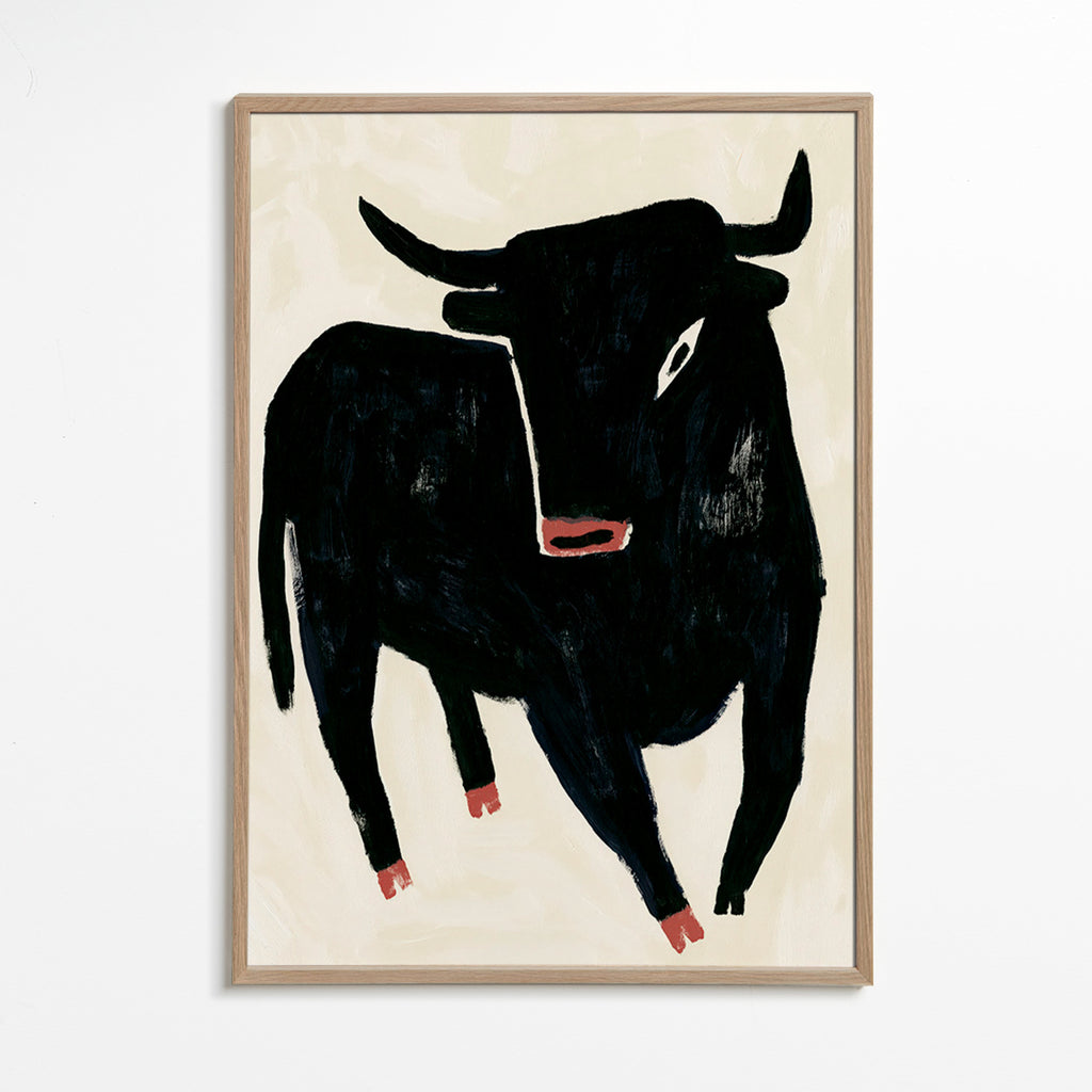 Quadro touro negro expressivo
