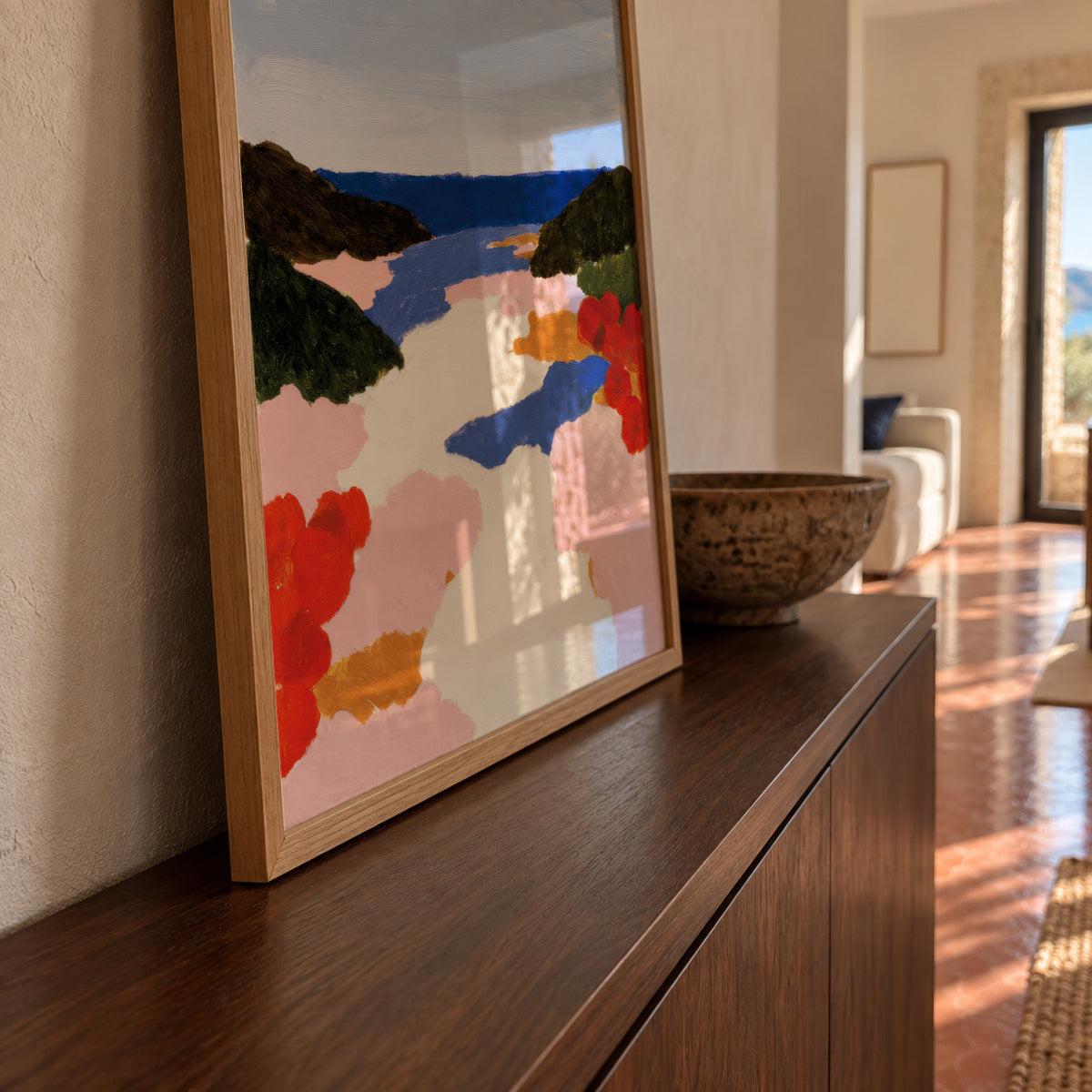 Coastal Bloom - Framed poster in an interior