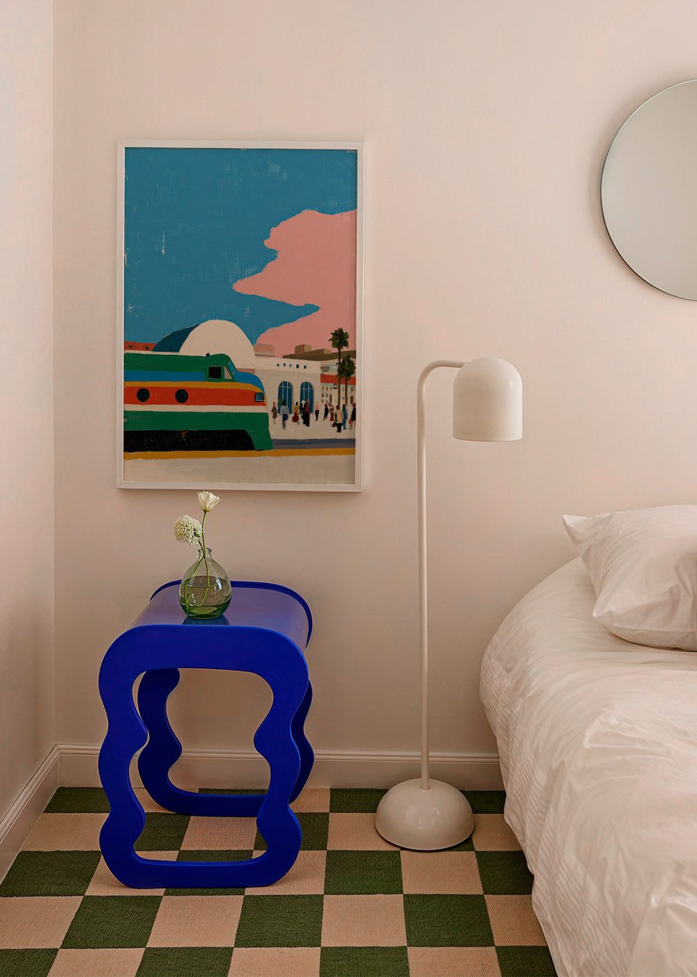 Arte de estação com comboio colorido
