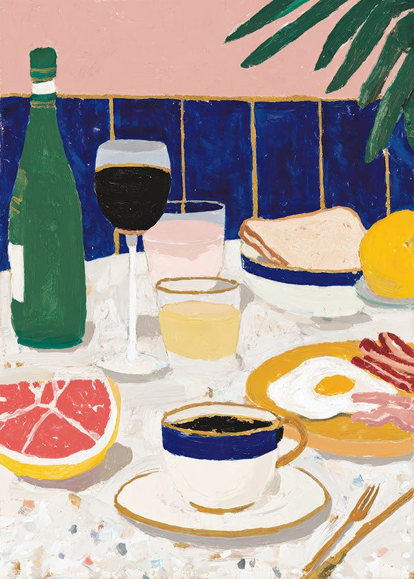 Arte para cozinha: natureza-morta com café e citrinos