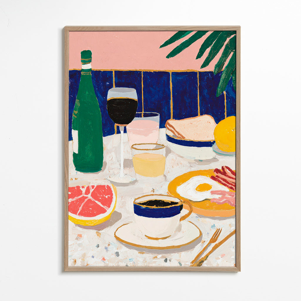 Arte para cozinha: natureza-morta com café e citrinos