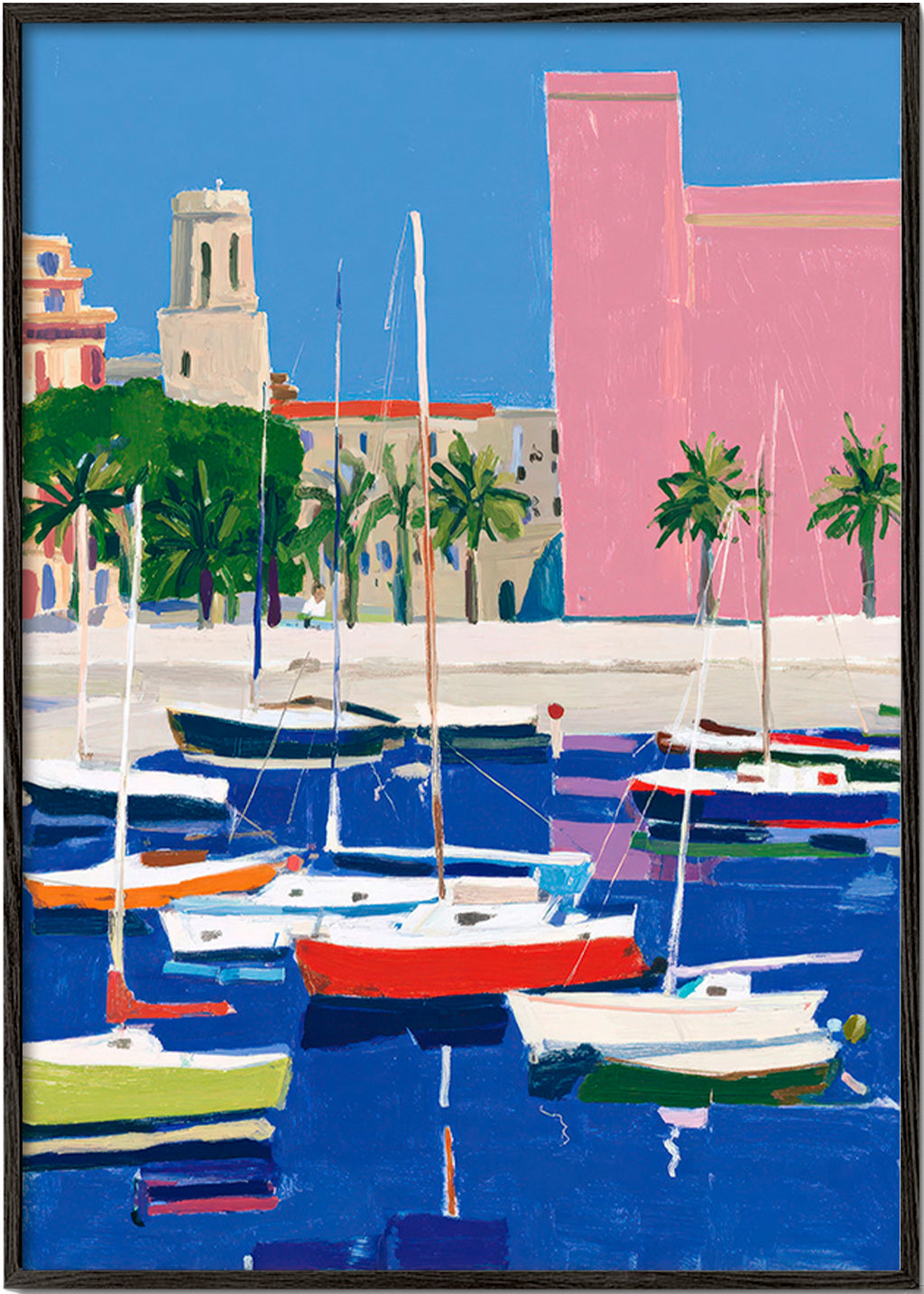 Paisagem de porto em tons pastel