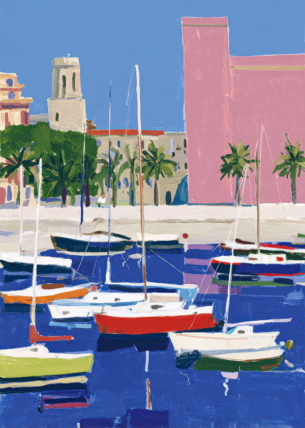 Paisagem de porto em tons pastel