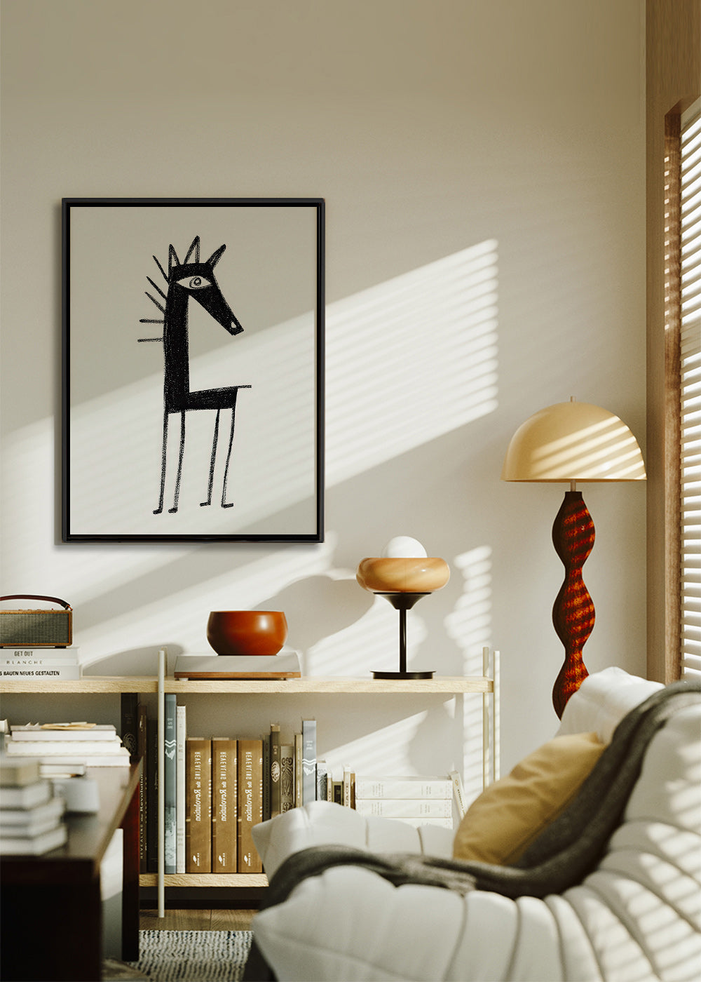 Quadro criatura minimal em traço