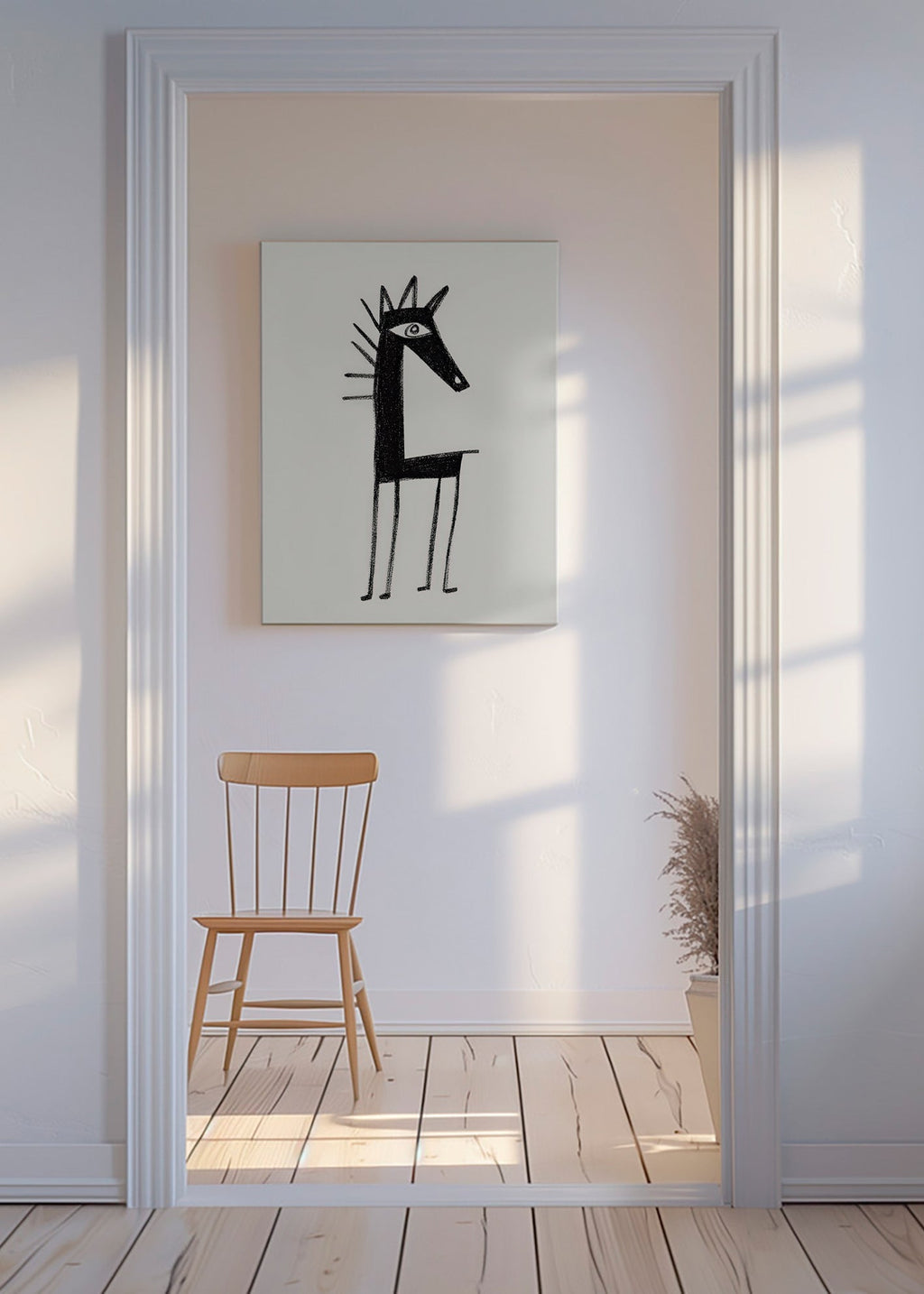 Quadro criatura minimal em traço
