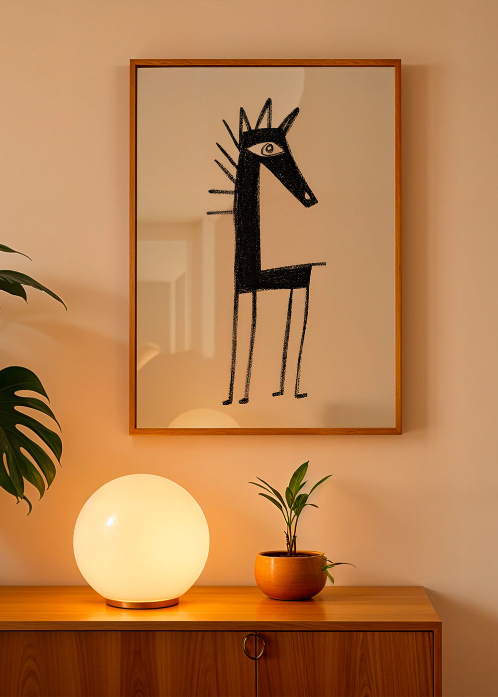 Quadro criatura minimal em traço