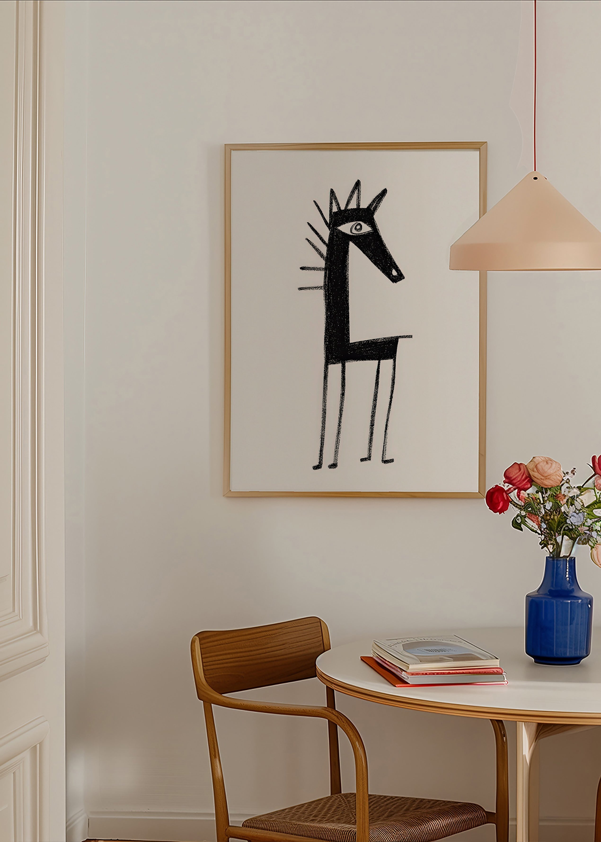 Quadro criatura minimal em traço