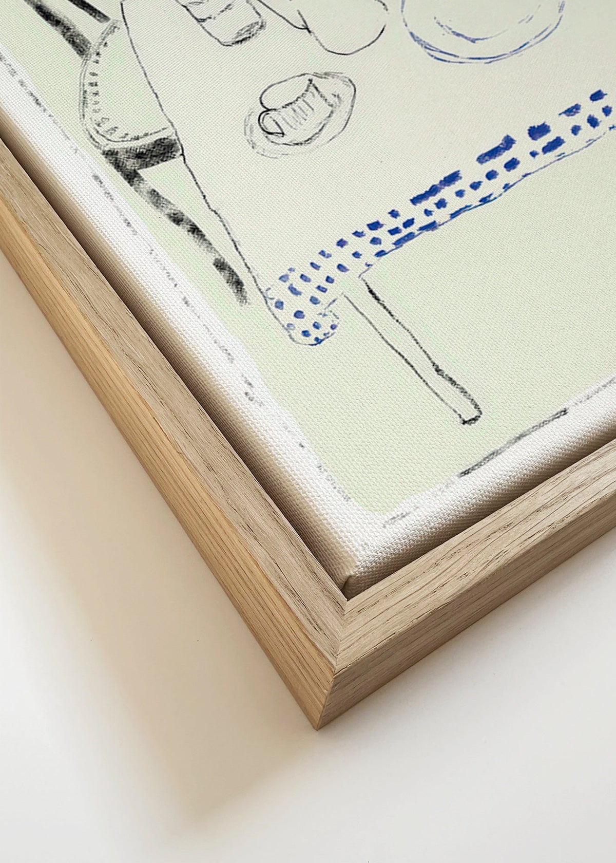 Arte para cozinha garrafa azul e louça minimal