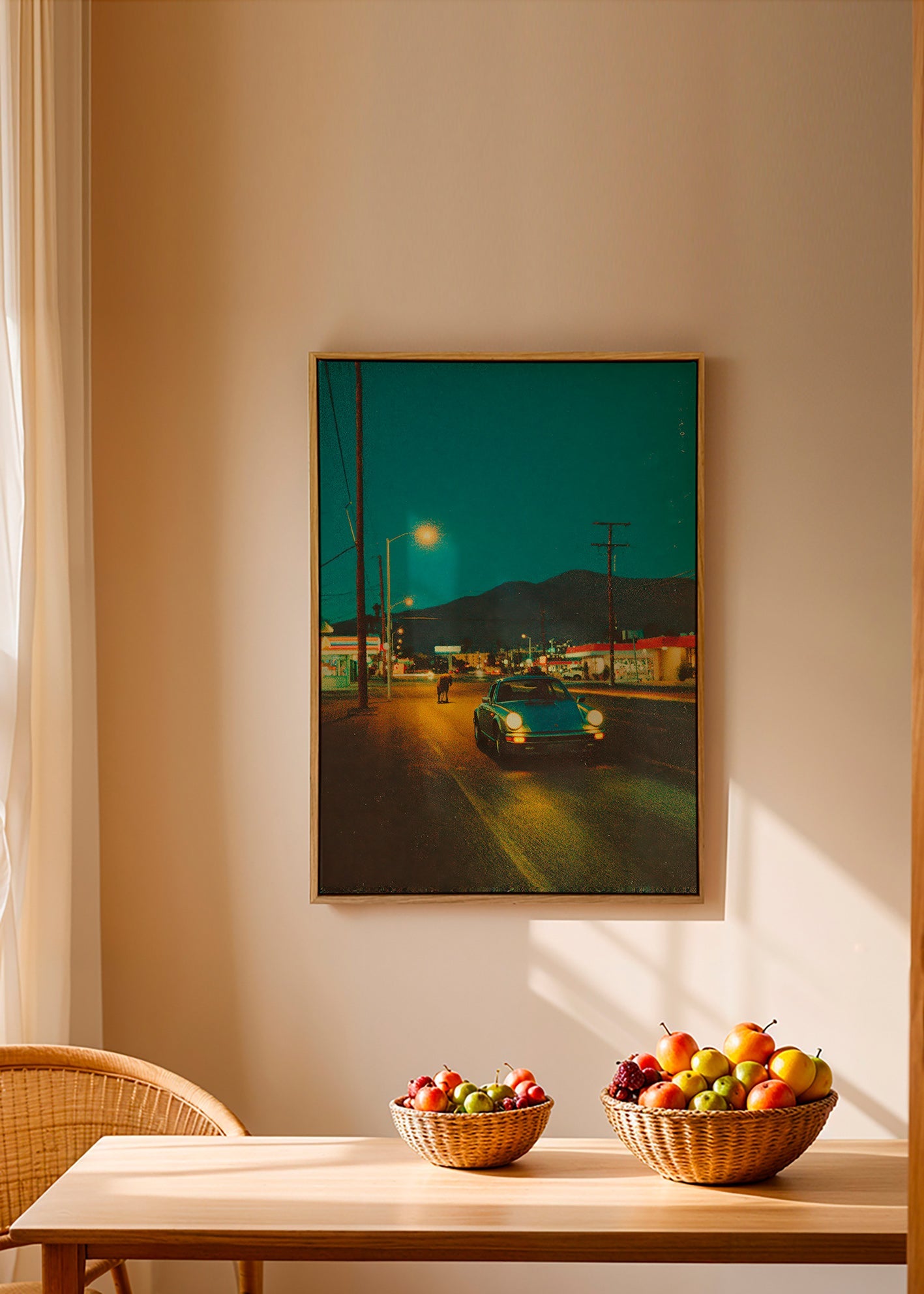 Arte para paisagem: estrada deserta à noite