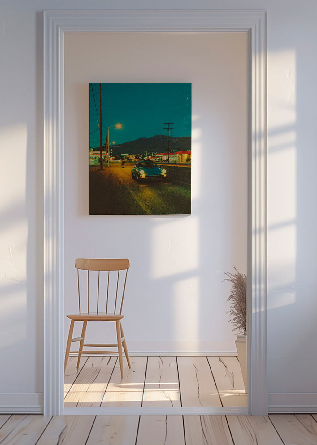 Arte para paisagem: estrada deserta à noite