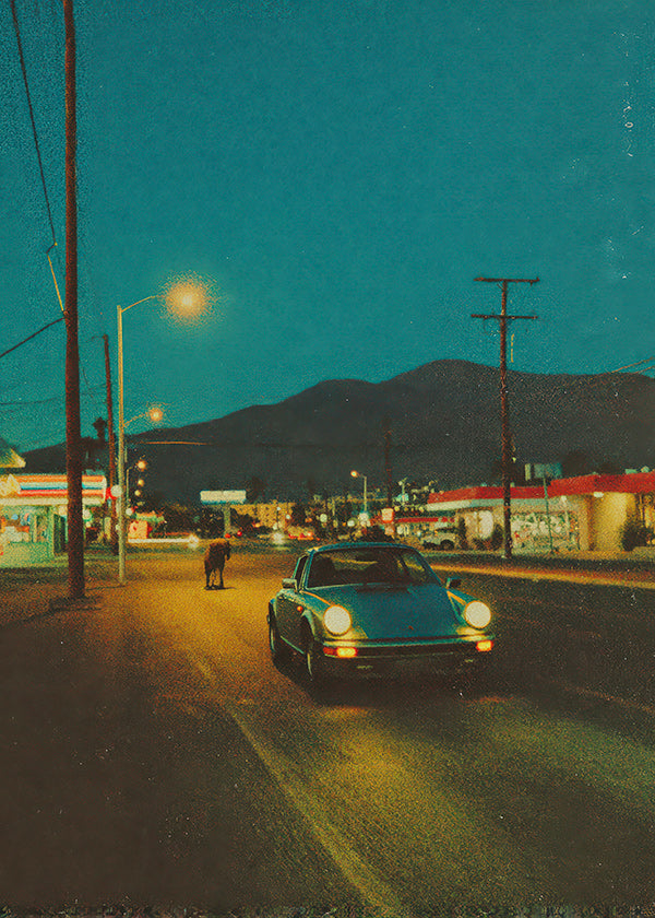 Arte para paisagem: estrada deserta à noite