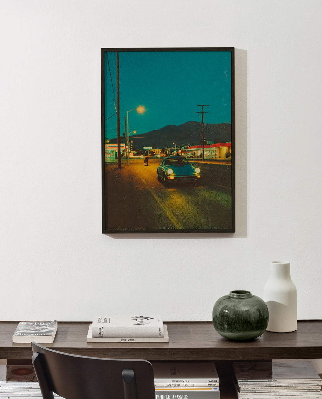 Arte para paisagem: estrada deserta à noite