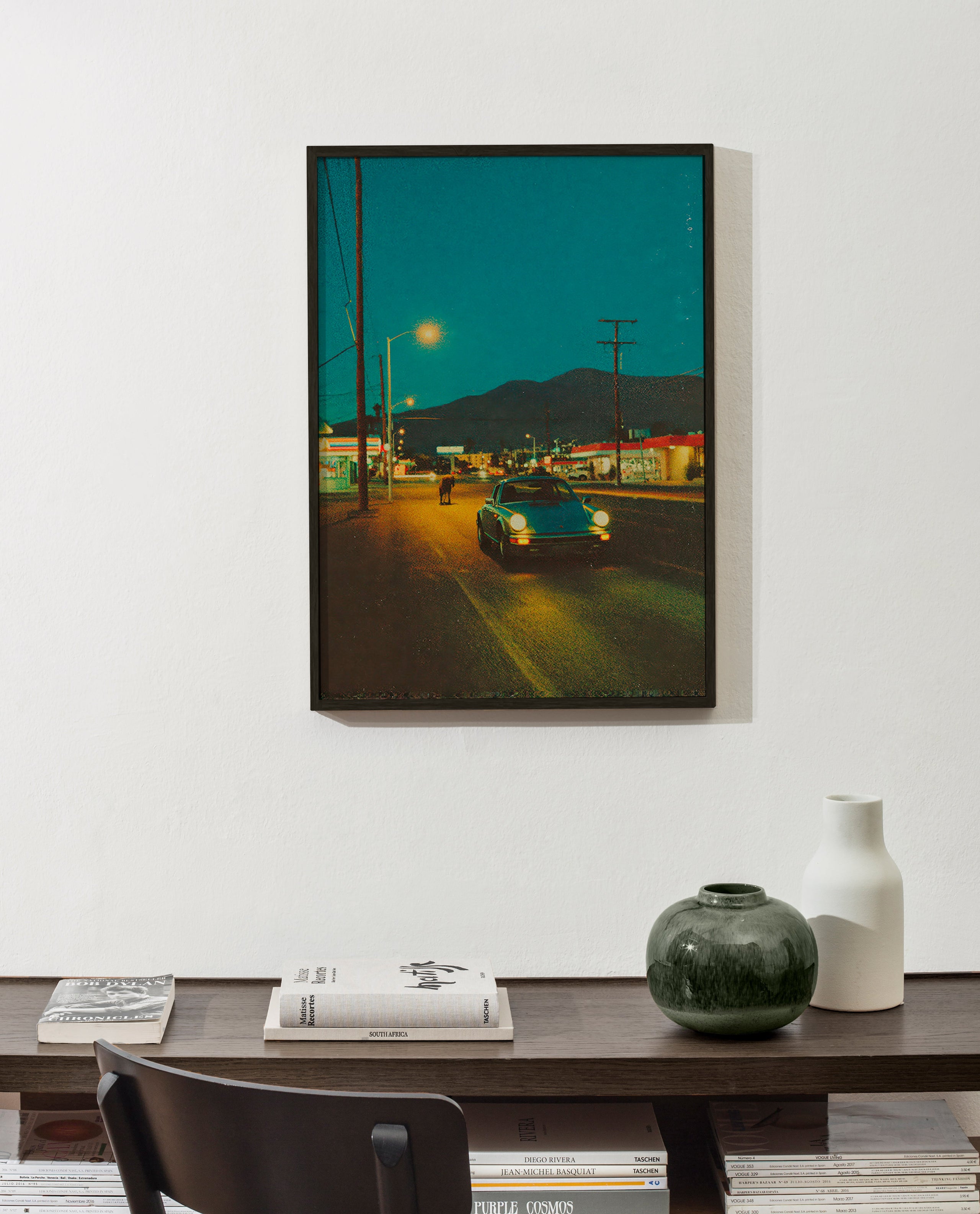 Arte para paisagem: estrada deserta à noite