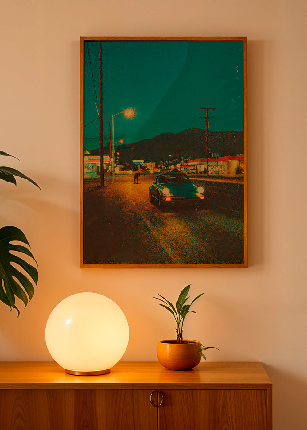 Arte para paisagem: estrada deserta à noite
