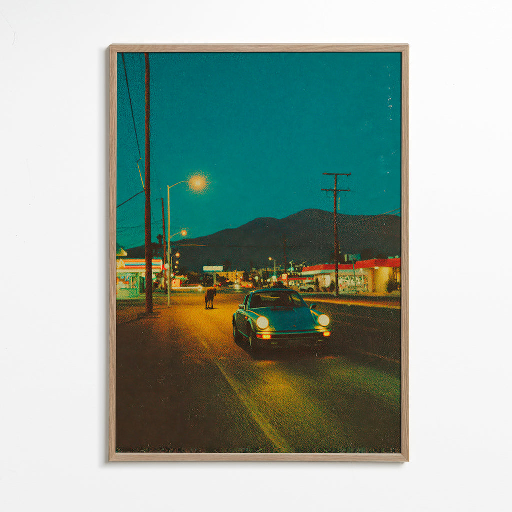 Arte para paisagem: estrada deserta à noite