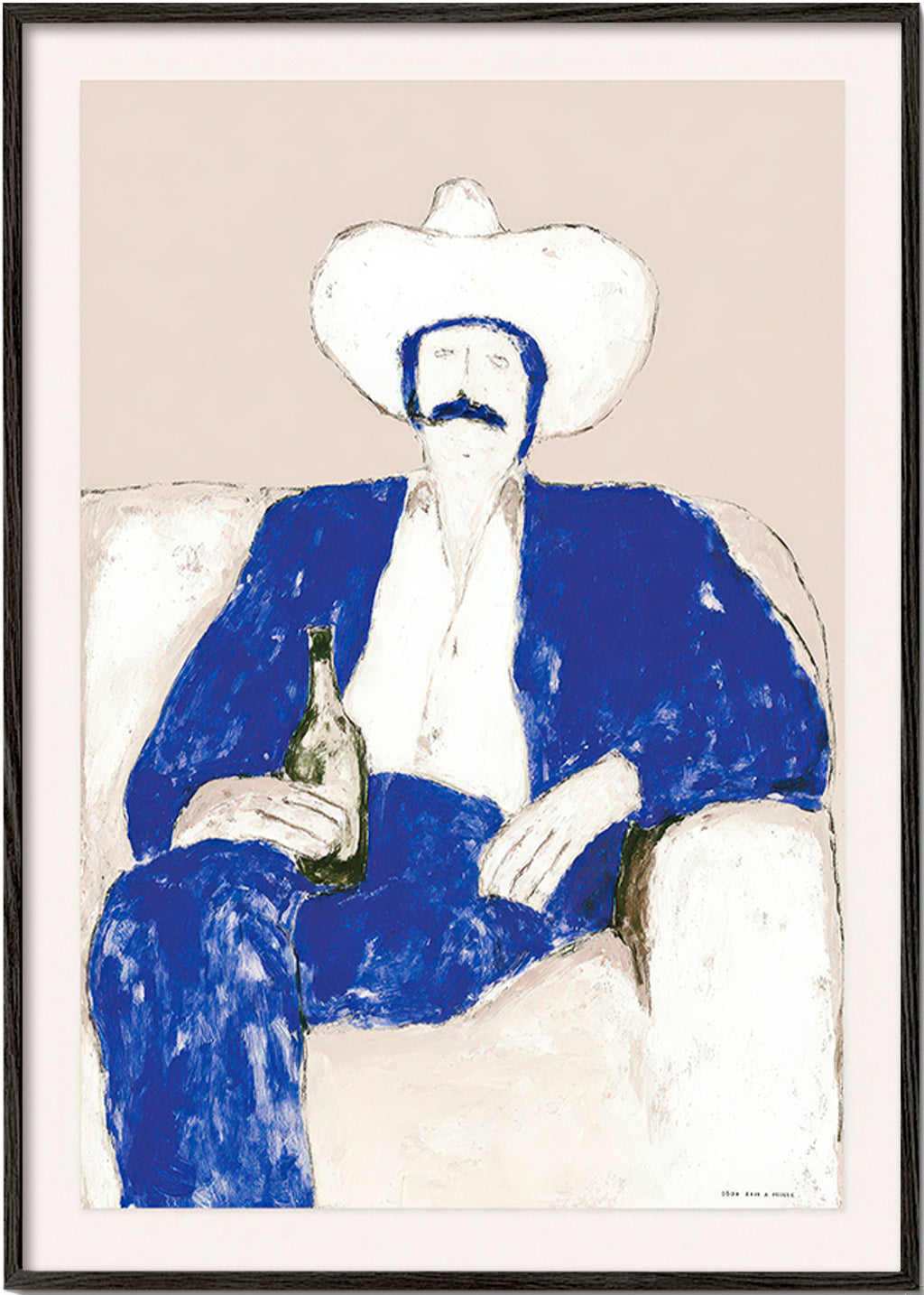 Ilustração de cowboy azul sentado