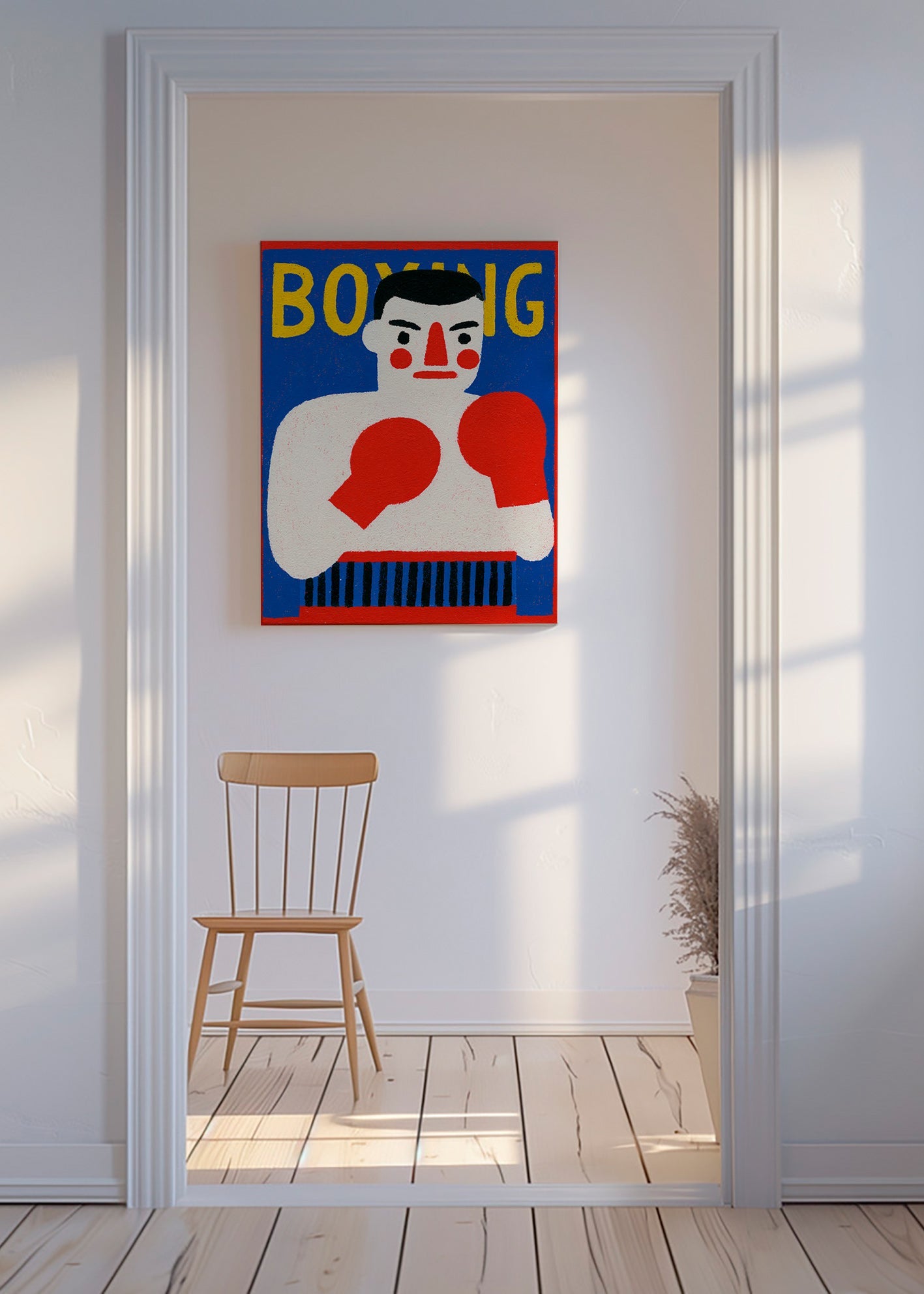 Arte desportiva com boxeador ilustrado