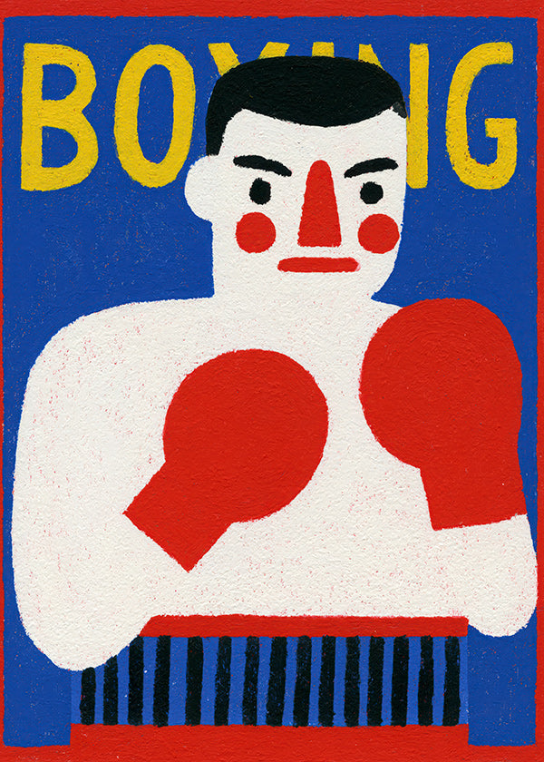 Arte desportiva com boxeador ilustrado