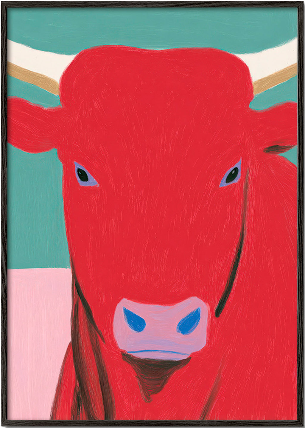 Retrato de touro vermelho em pintura moderna