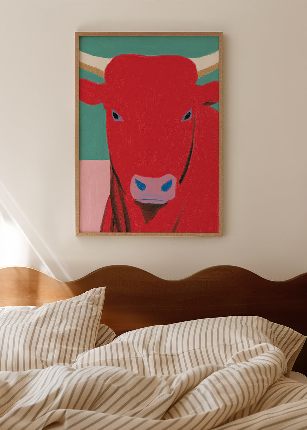 Retrato de touro vermelho em pintura moderna