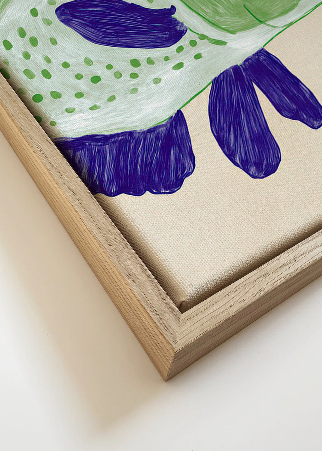Quadro peixe verde com traços azuis