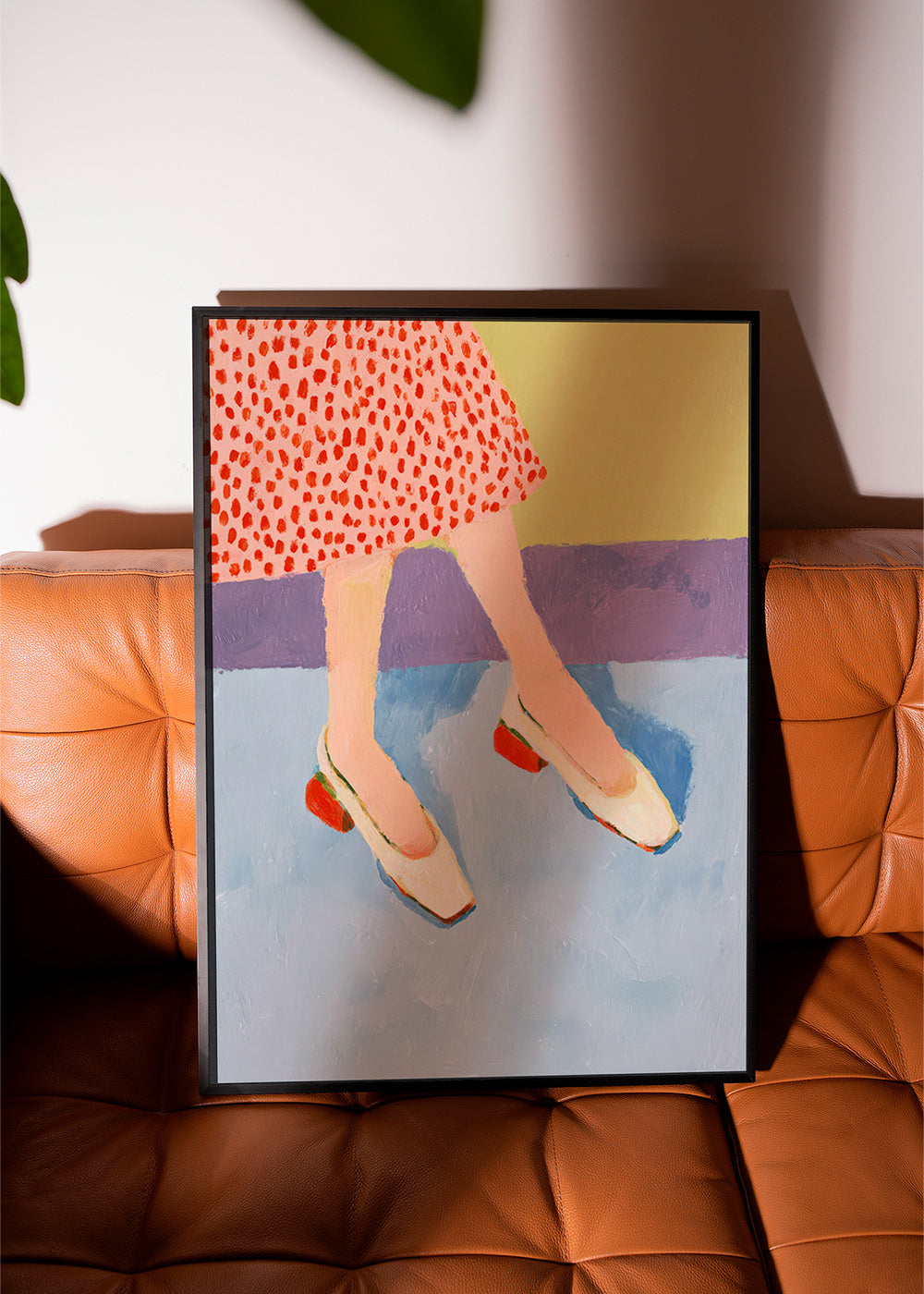 Ilustração sapatos vermelhos com saia estampada