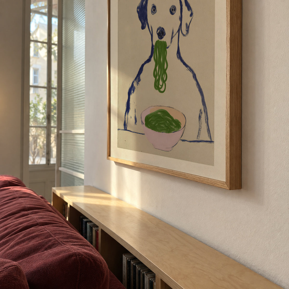 Dinner for Dogs - Framed poster in an interior