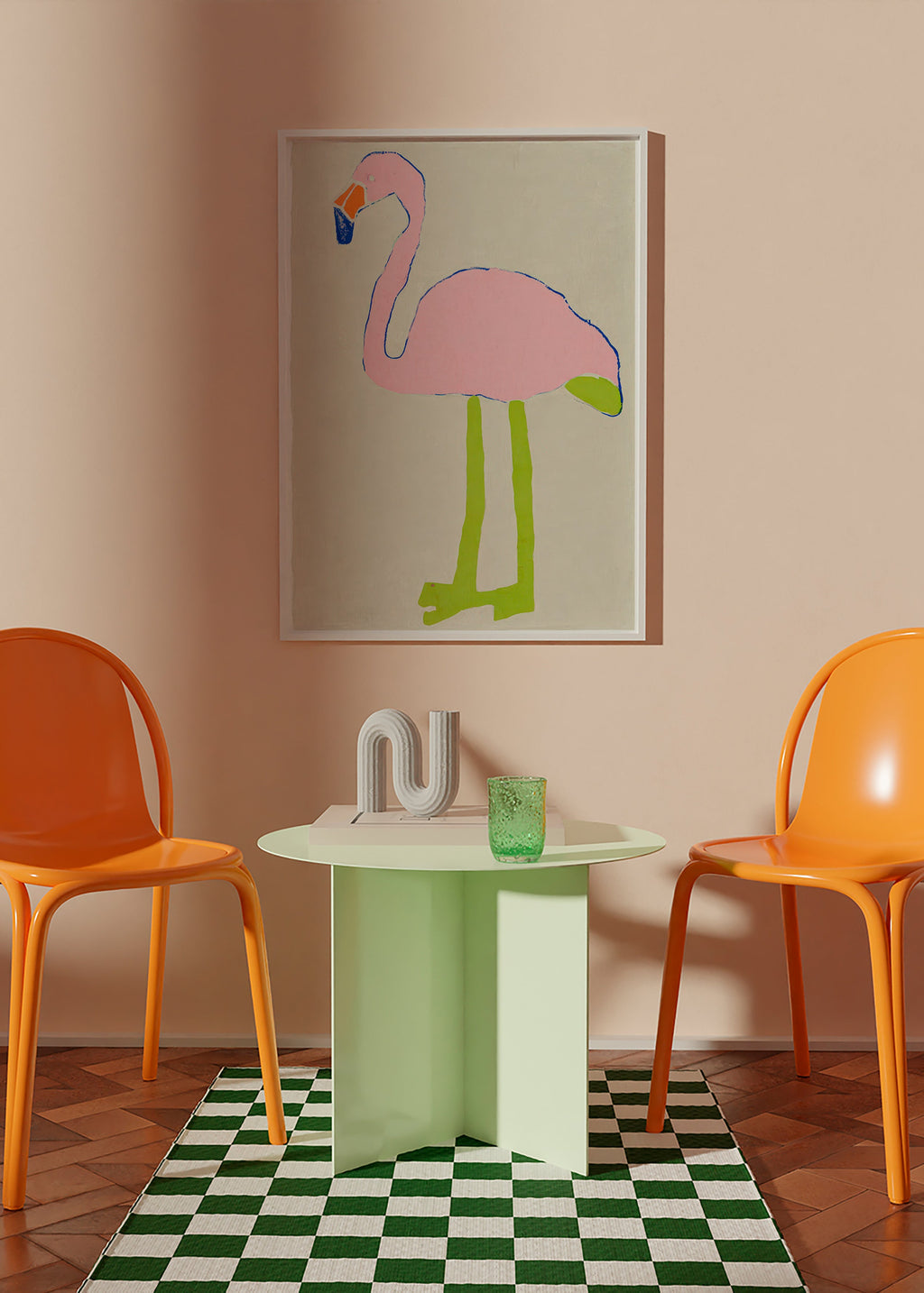Quadro flamingo rosa minimalista