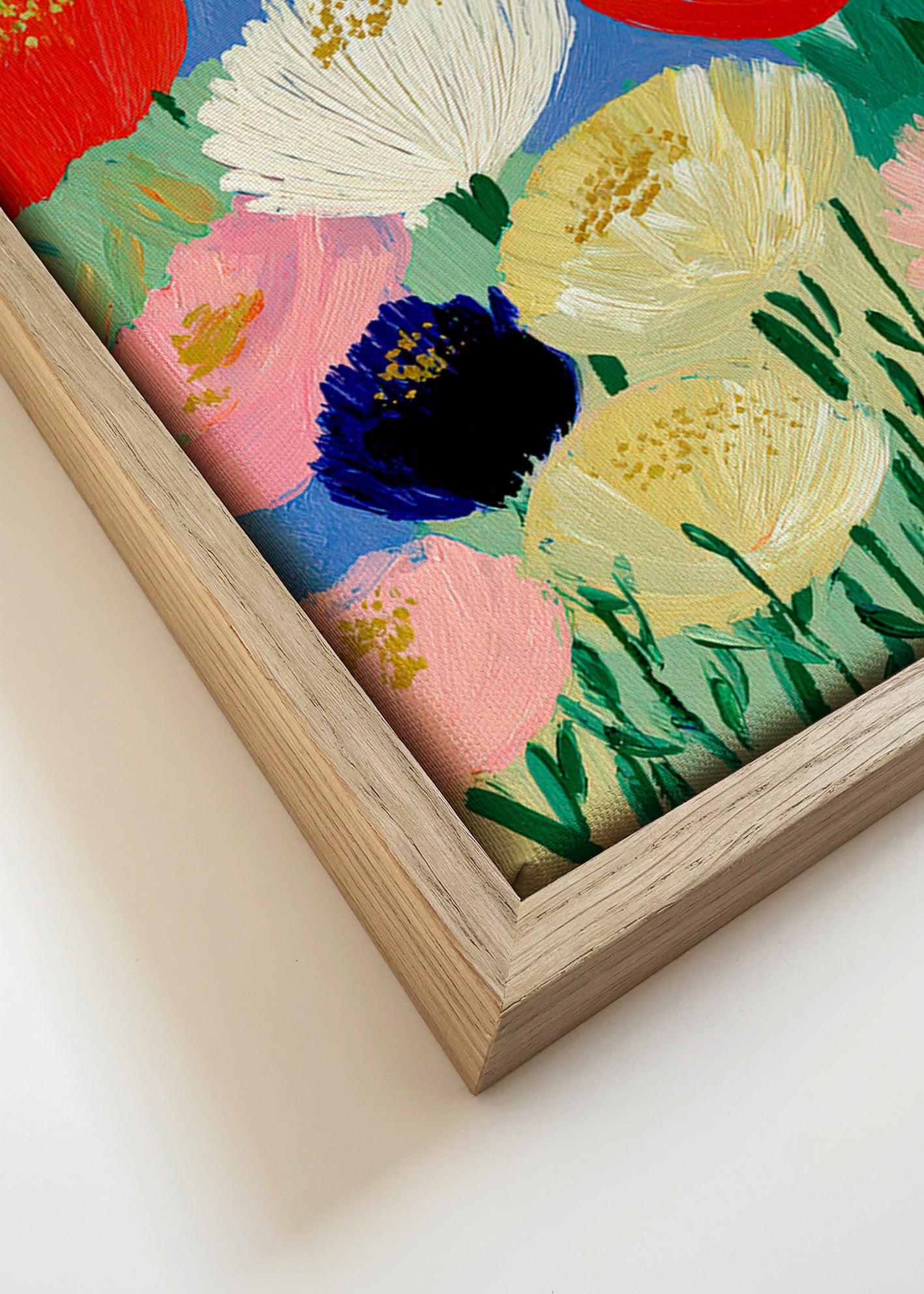 Estampa botânica com flores pinceladas