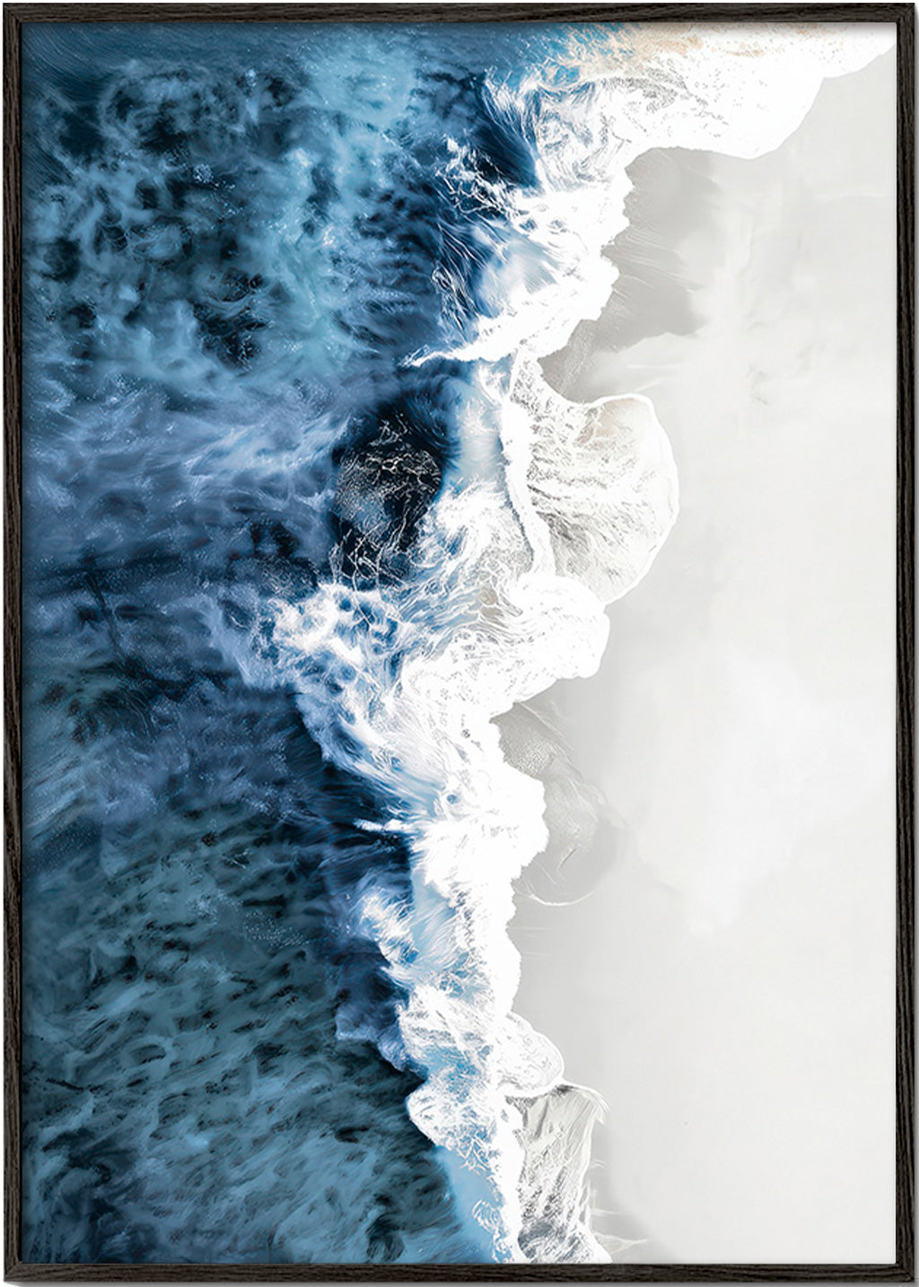 Cuadro de paisaje com ondas aéreas e espuma gráfica