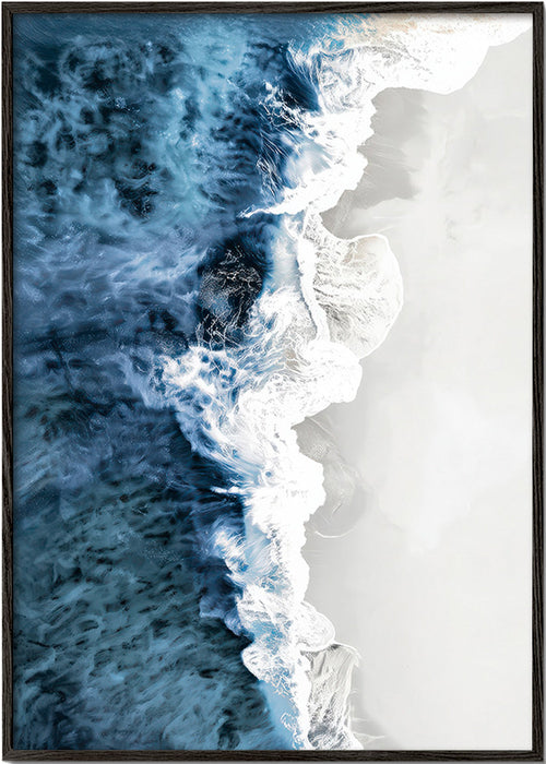 Cuadro de paisaje com ondas aéreas e espuma gráfica