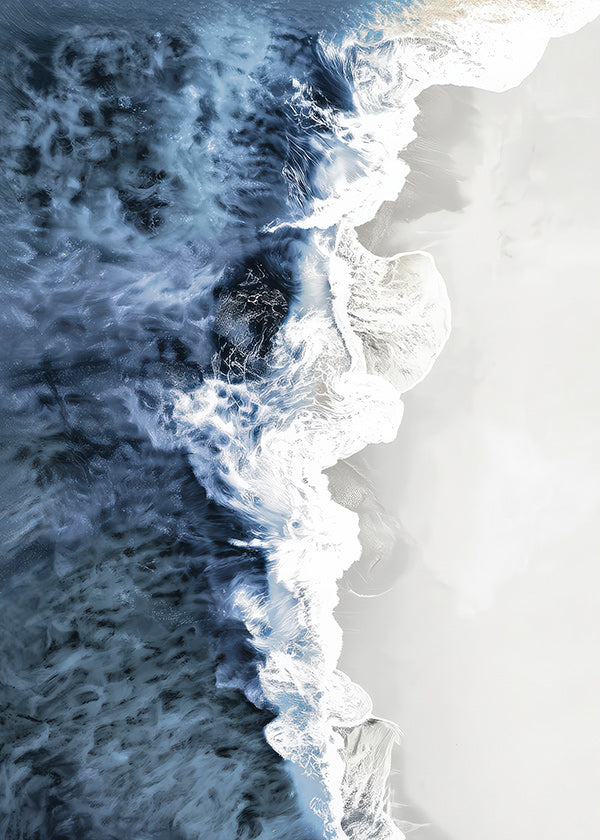 Cuadro de paisaje com ondas aéreas e espuma gráfica