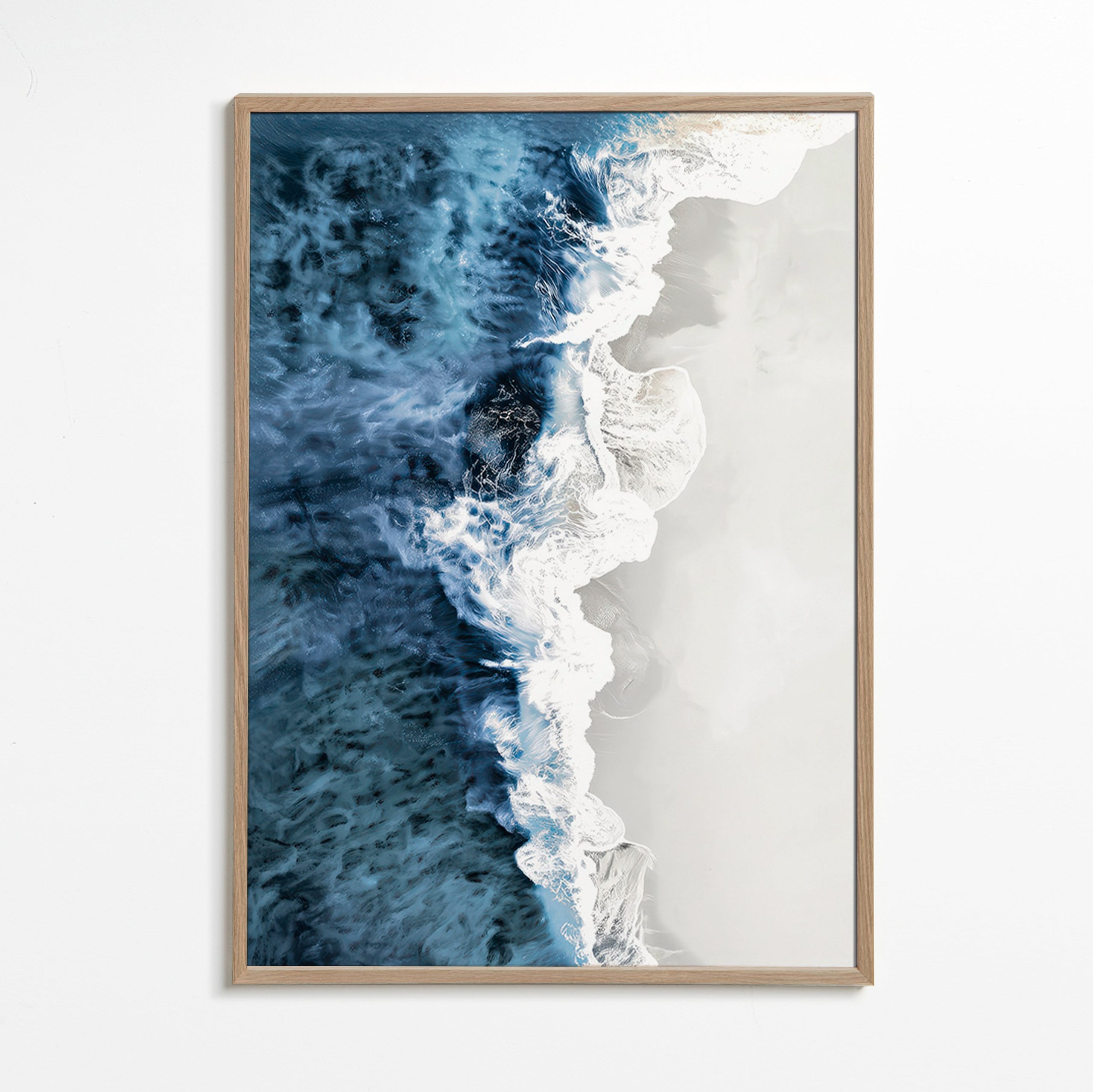 Cuadro de paisaje com ondas aéreas e espuma gráfica