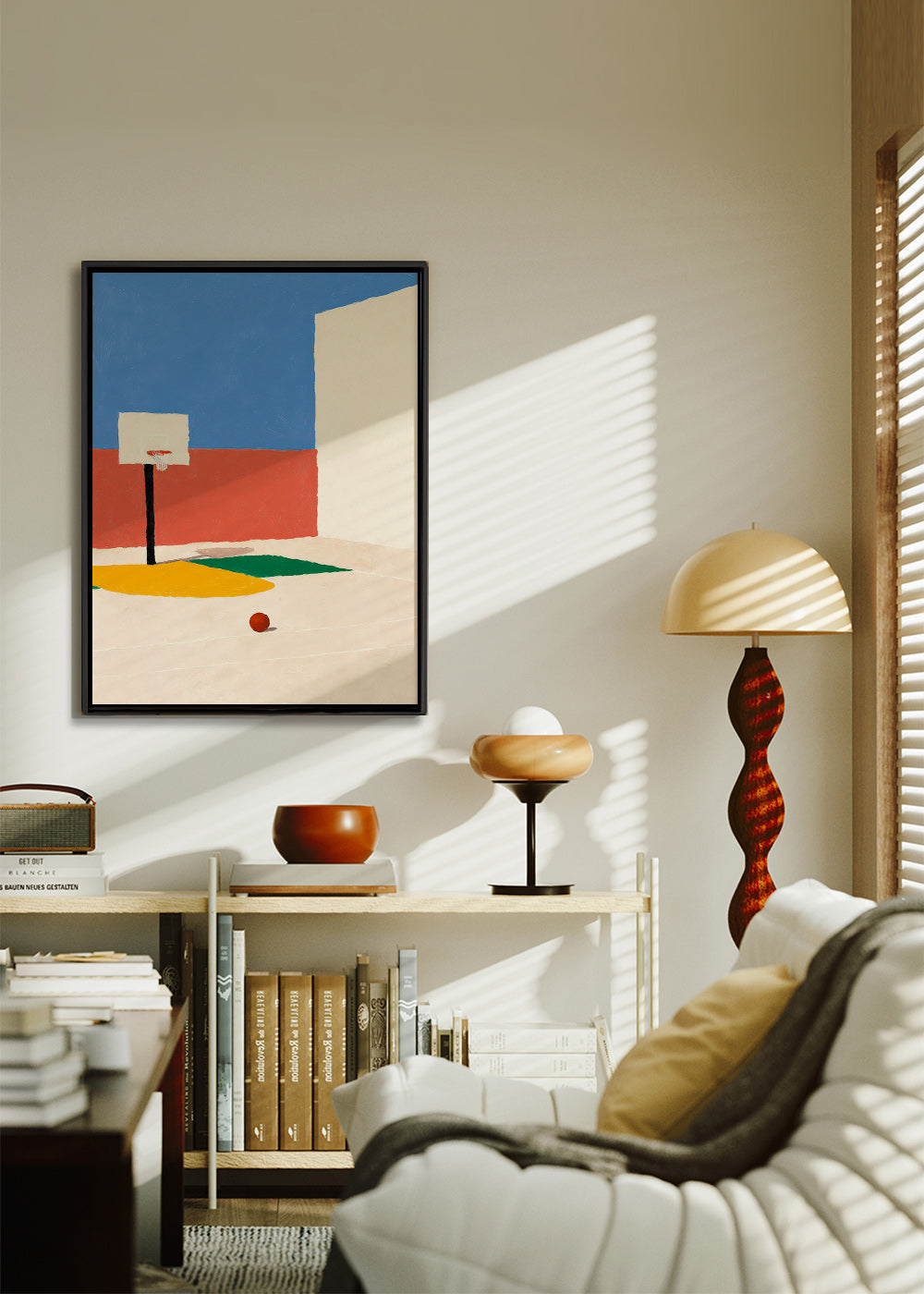 Arte desportiva: campo minimalista com bola