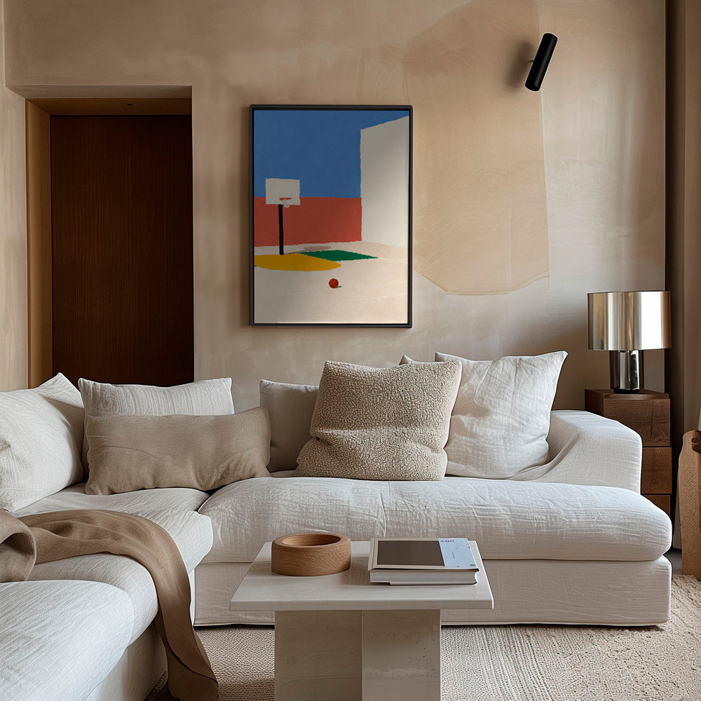 Arte desportiva: campo minimalista com bola