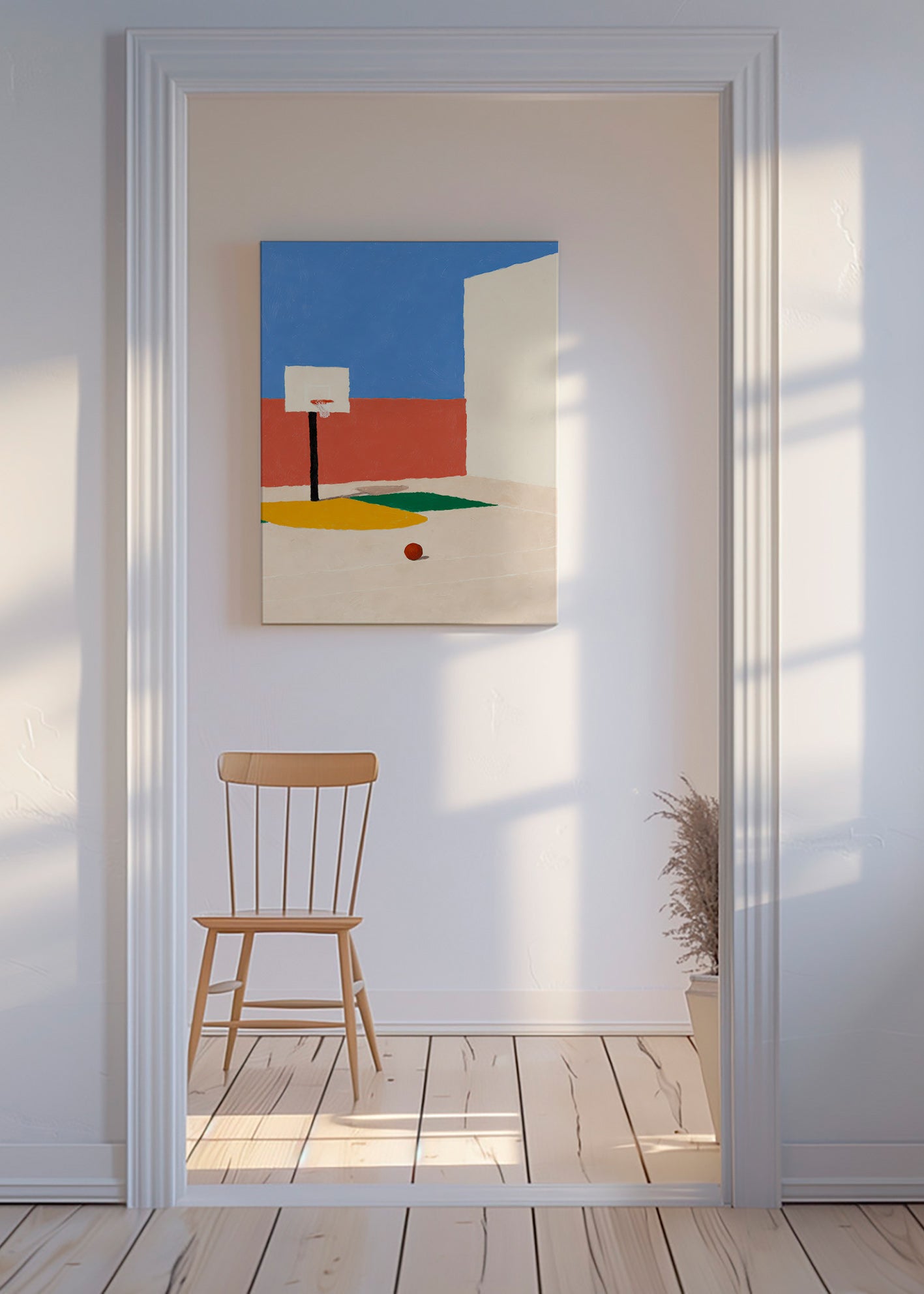 Arte desportiva: campo minimalista com bola